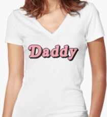 DADDY Women's Fitted V-Neck T-Shirt