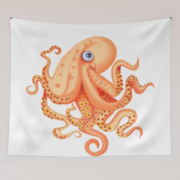 Item preview, Cute octopus with flowers on tentacles designed and sold by Something Arty.
