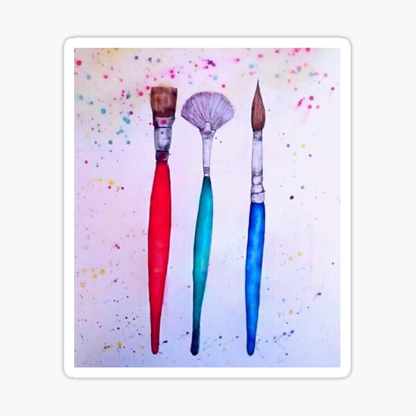 Item preview, Paint brushes illustration with inks designed and sold by horseaddicted.