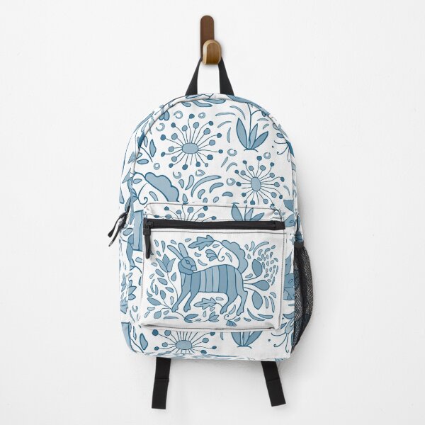 Item preview, Otomi Mexican folk art * Blue deer with flowers, traditional otomi inspired original design designed and sold by la-mexicana.
