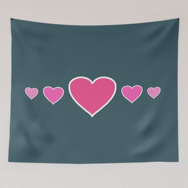 Item preview, Pynk hearts in a row on dark teal designed and sold by GabareyMaanyo.
