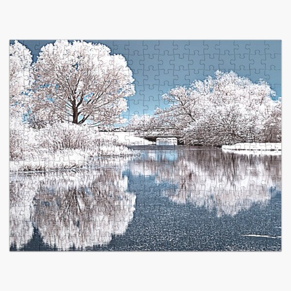 Item preview, Winter Lake Landscape Jigsaw Puzzle designed and sold by diverseidentity.