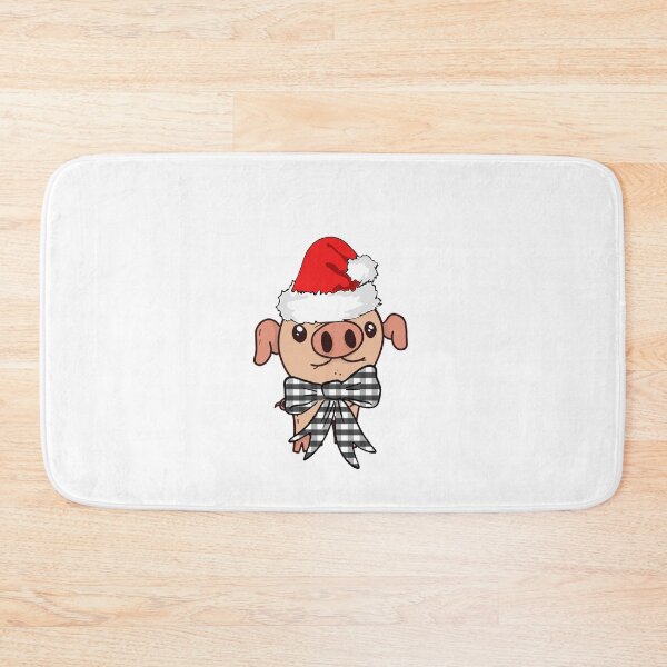 Item preview, Christmas Teacup Pig Mini Piglet in Santa Hat with Buffalo Plaid Bow designed and sold by gillys.