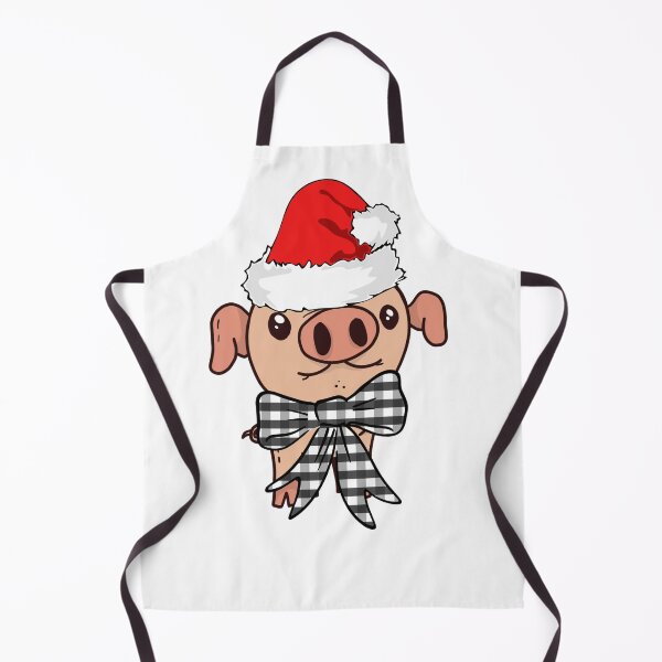 Item preview, Christmas Teacup Pig Mini Piglet in Santa Hat with Buffalo Plaid Bow designed and sold by gillys.