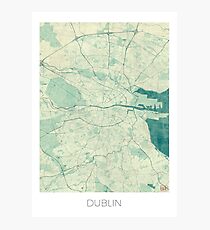 Dublin Map Blue Vintage Photographic Print