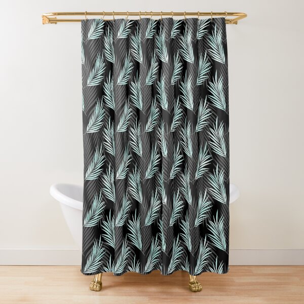 Leaves, Gray and Teal, Turquoise Shower Curtain