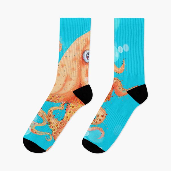 Artikelvorschau, Netter Tintenfisch im blauen Meer mit Blasen entworfen und verkauft von Something Arty.