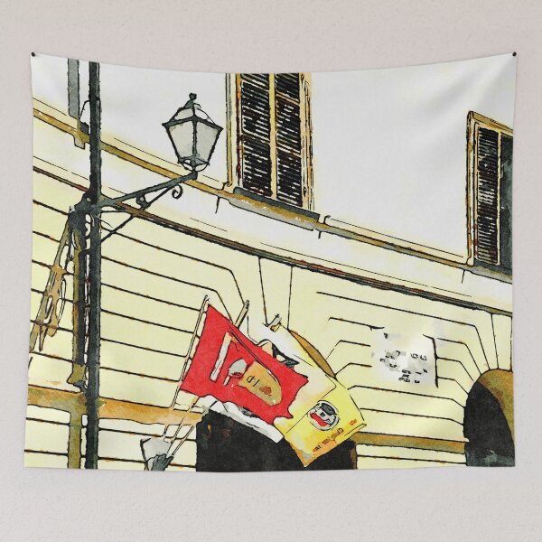 Item preview, Brisighella: lamppost and flags designed and sold by Giuseppe Cocco.
