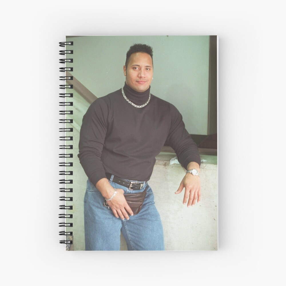 Dwayne "The Rock" Johnson: Classic 90's turtleneck photo" Spiral Notebook Sale dogstylestudio | Redbubble