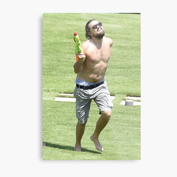 "Leonardo DiCaprio Running with Water Gun Meme" Metal Print by