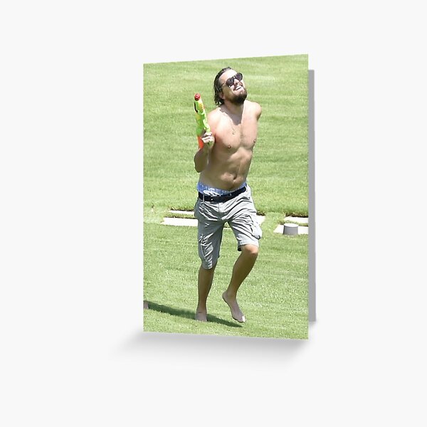 "Leonardo DiCaprio Running with Water Gun Meme" Greeting Card for Sale