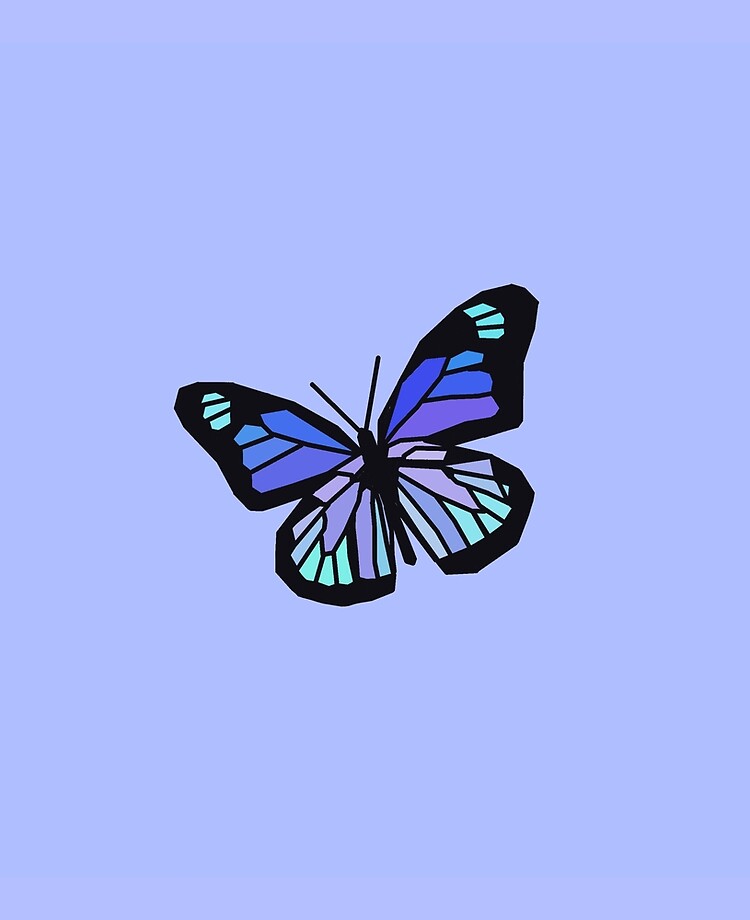 Blue butterfly with blue background