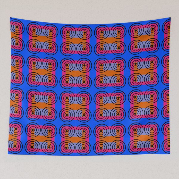 Item preview, Retro disco blue and pink circles print  designed and sold by OakendOriginals.