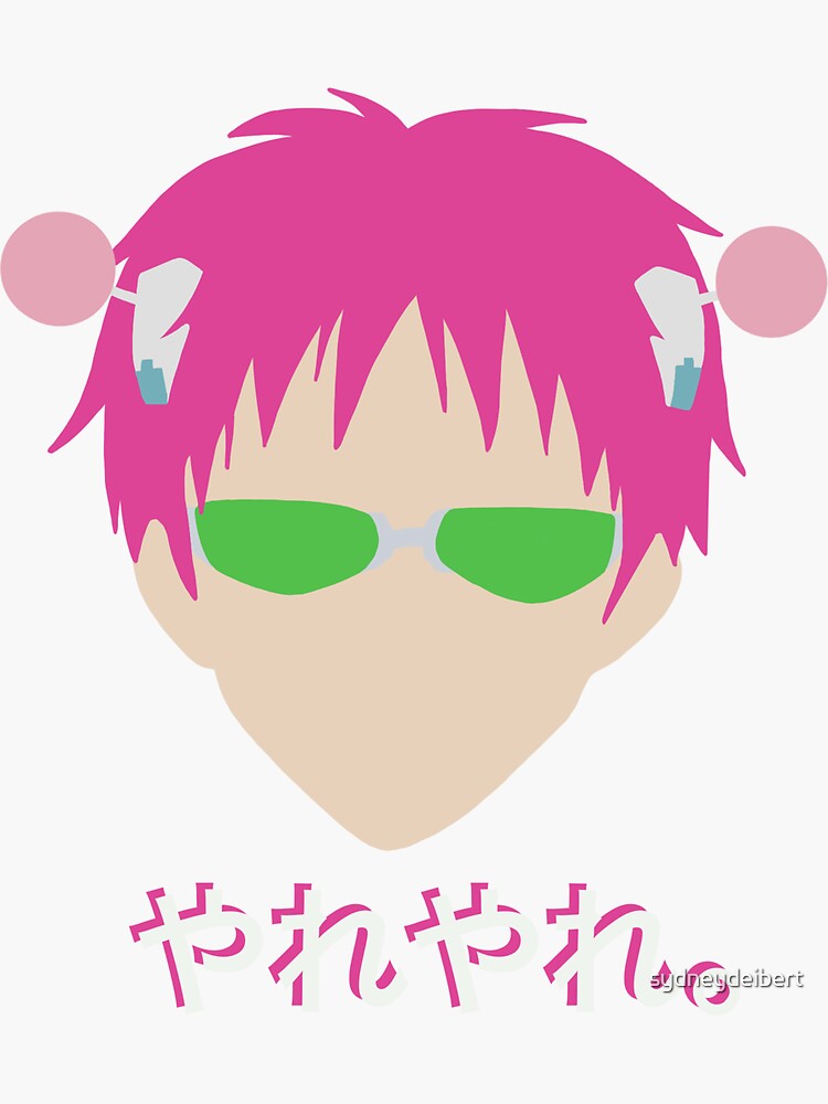 saiki-k-minimalist-yare-yare-good-grief-sticker-for-sale-by