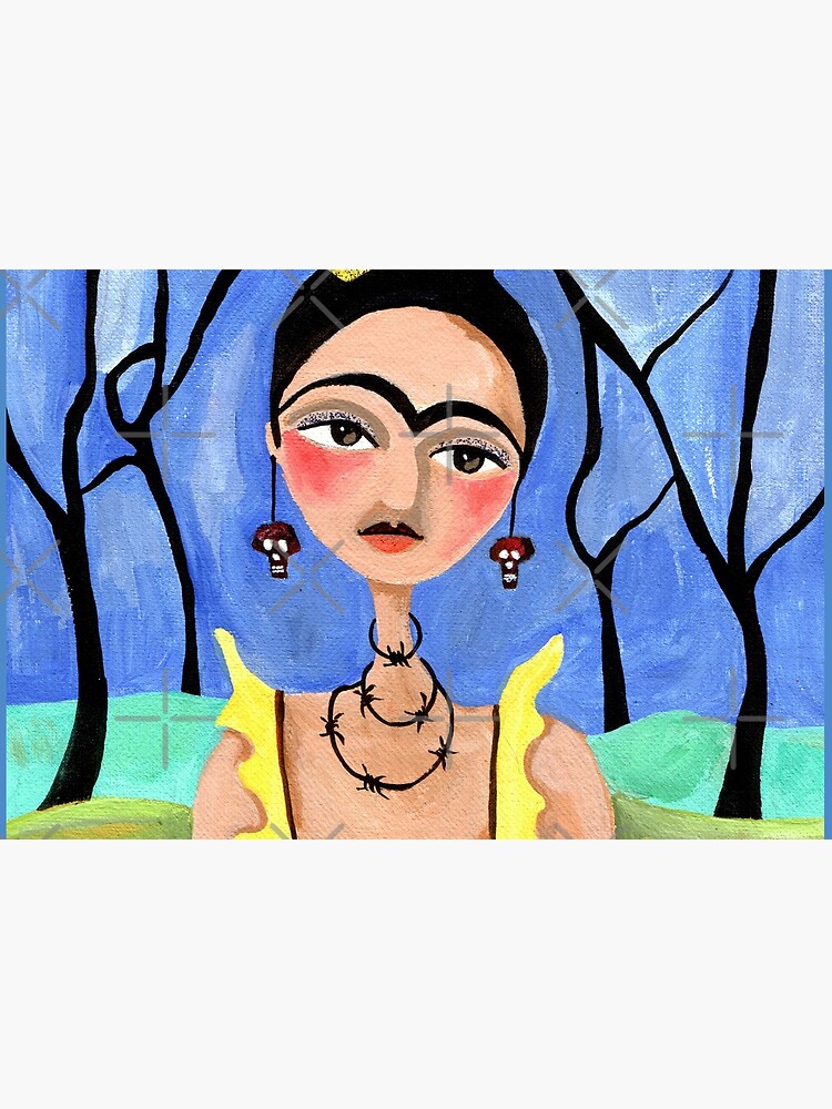 Frida Kahlo in the Woods with Skull Earrings Portrait by meloearth