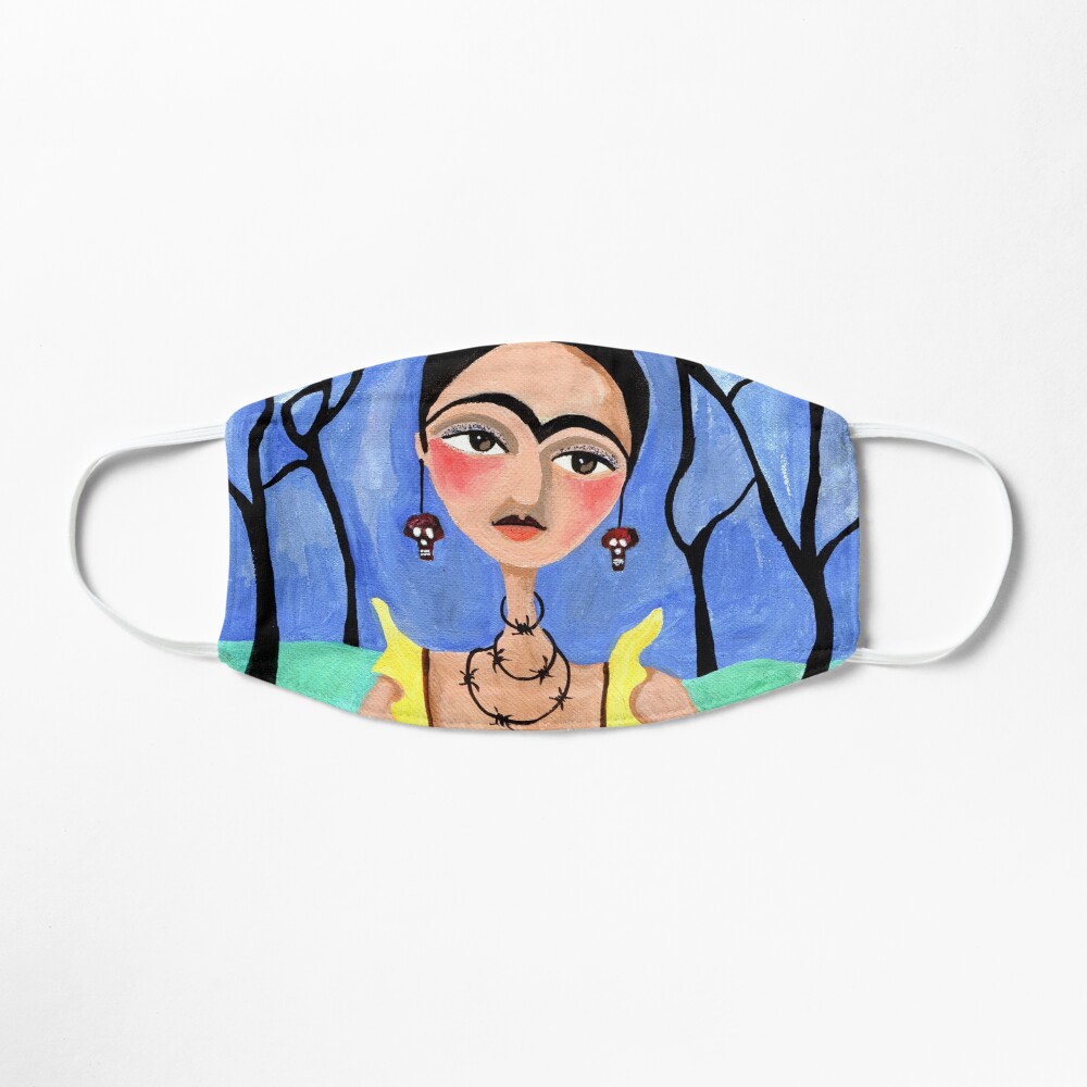 Frida Kahlo in the Woods with Skull Earrings Portrait Mask