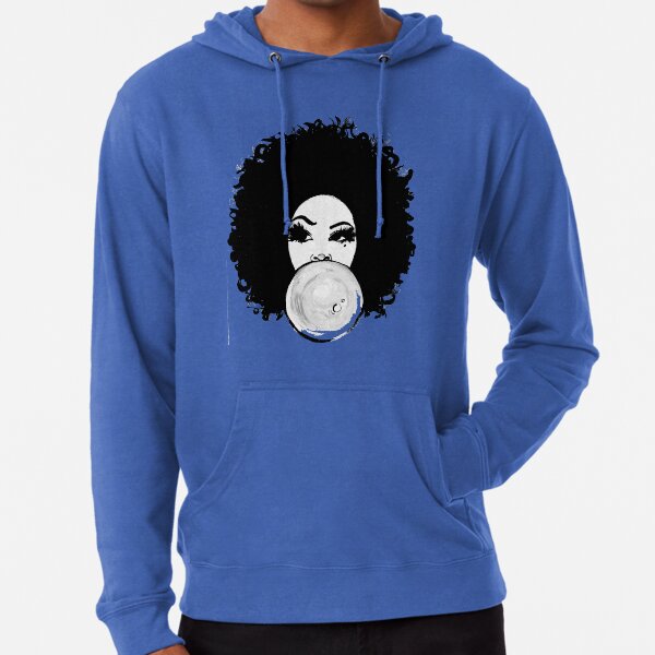 Curly Afro Pretty Girl Black Hair Bubble Gum Poppin T-Shirt Tees Lightweight Hoodie