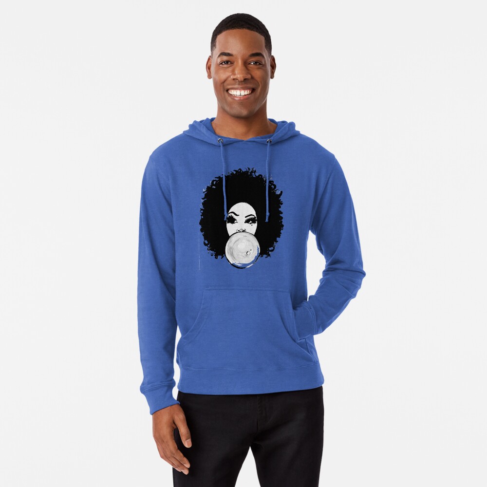 Curly Afro Pretty Girl Black Hair Bubble Gum Poppin T-Shirt Tees Lightweight Hoodie