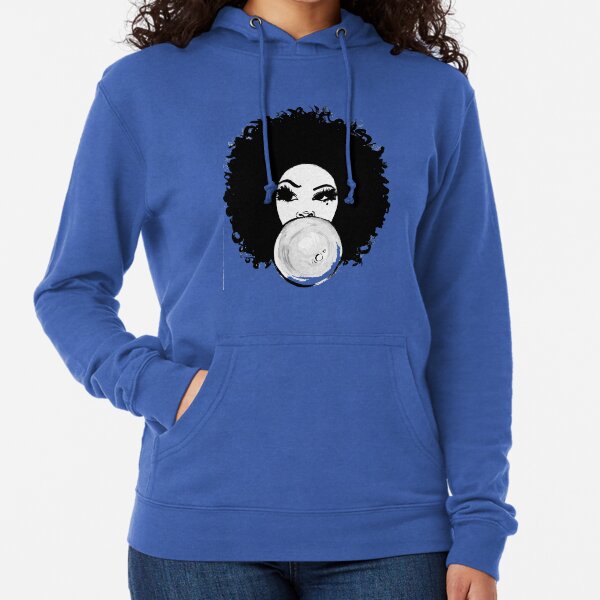Curly Afro Pretty Girl Black Hair Bubble Gum Poppin T-Shirt Tees Lightweight Hoodie