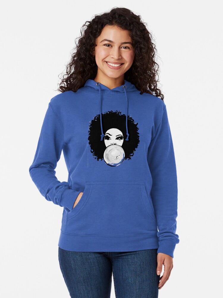Alternate view of Curly Afro Pretty Girl Black Hair Bubble Gum Poppin T-Shirt Tees Lightweight Hoodie