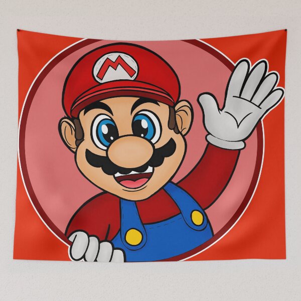 Item preview, It's a Mustachioed Plumber Wearing Red and Blue while Waving! designed and sold by nortoons.
