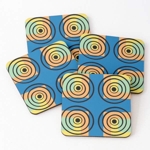 Item preview, Retro disco blue and yellow circles print  designed and sold by OakendOriginals.
