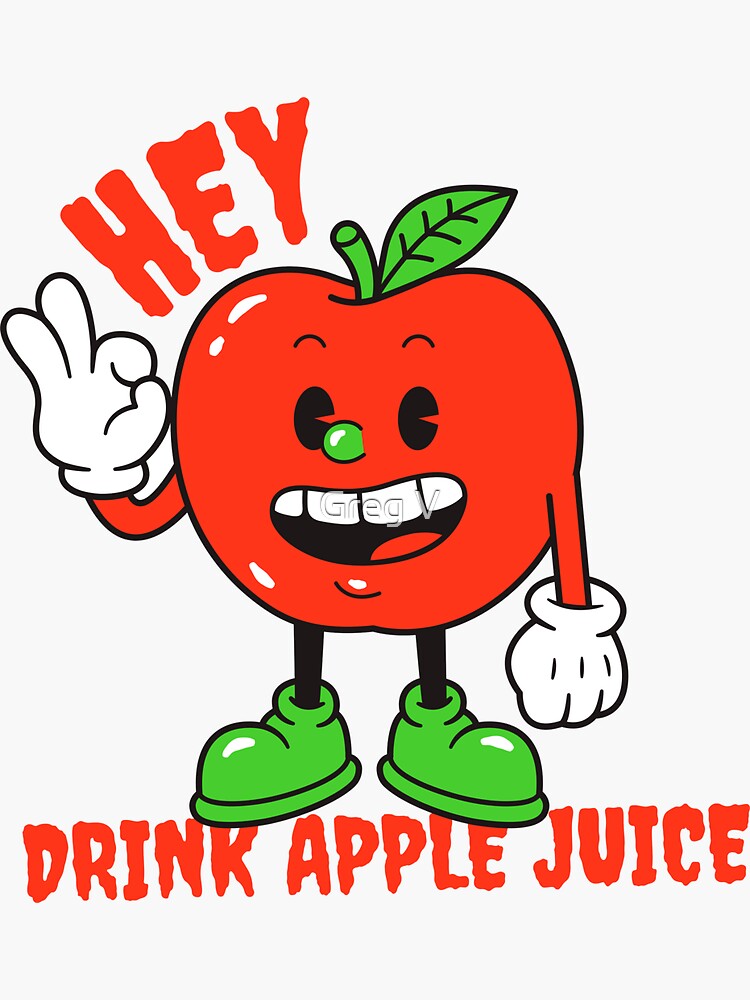 "Apple Juice Funny Apple Drink Apple Juice Funny Apple " Sticker