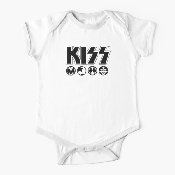 KISS Band Members Design Black And White Short Sleeve Baby One-Piece