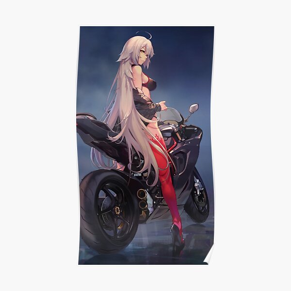 sexy anime girl on a sports bike Poster