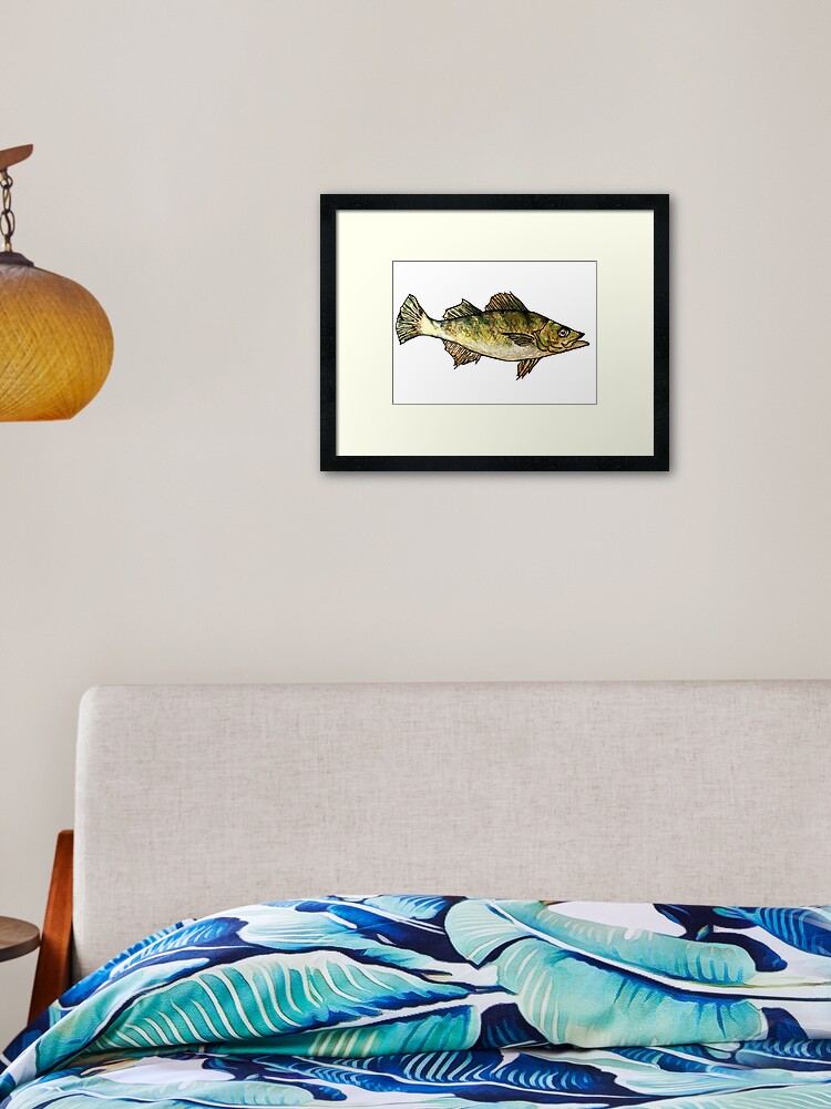 Yellow Perch Fish Drawing | Framed Art Print