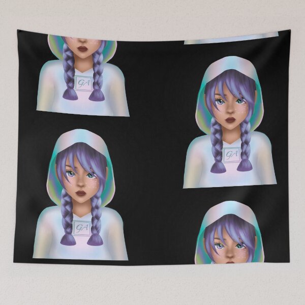 Item preview, Portrait of the manga girl in holographic and galaxy style designed and sold by ghostflowerl.