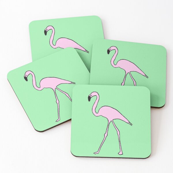 Item preview, Single pink flamingo (green) designed and sold by Attenborough_Fan.