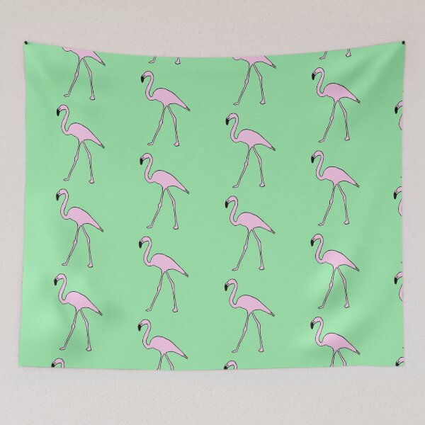 Item preview, Single pink flamingo (green) designed and sold by Attenborough_Fan.