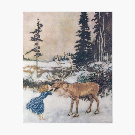 Item preview, Gerda and the Reindeer - The Snow Queen Edmund Dulac designed and sold by RedCapeTales.