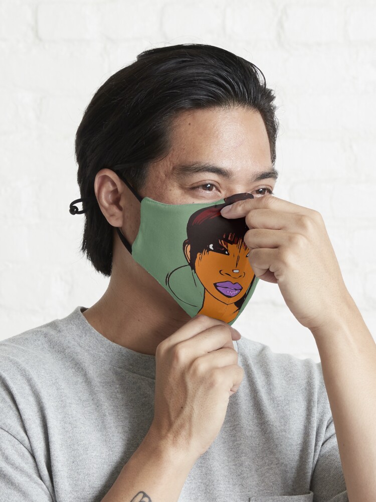 Alternate view of Pretty Girl Cute HairStyle Earrings With Purple Lipstick Mask