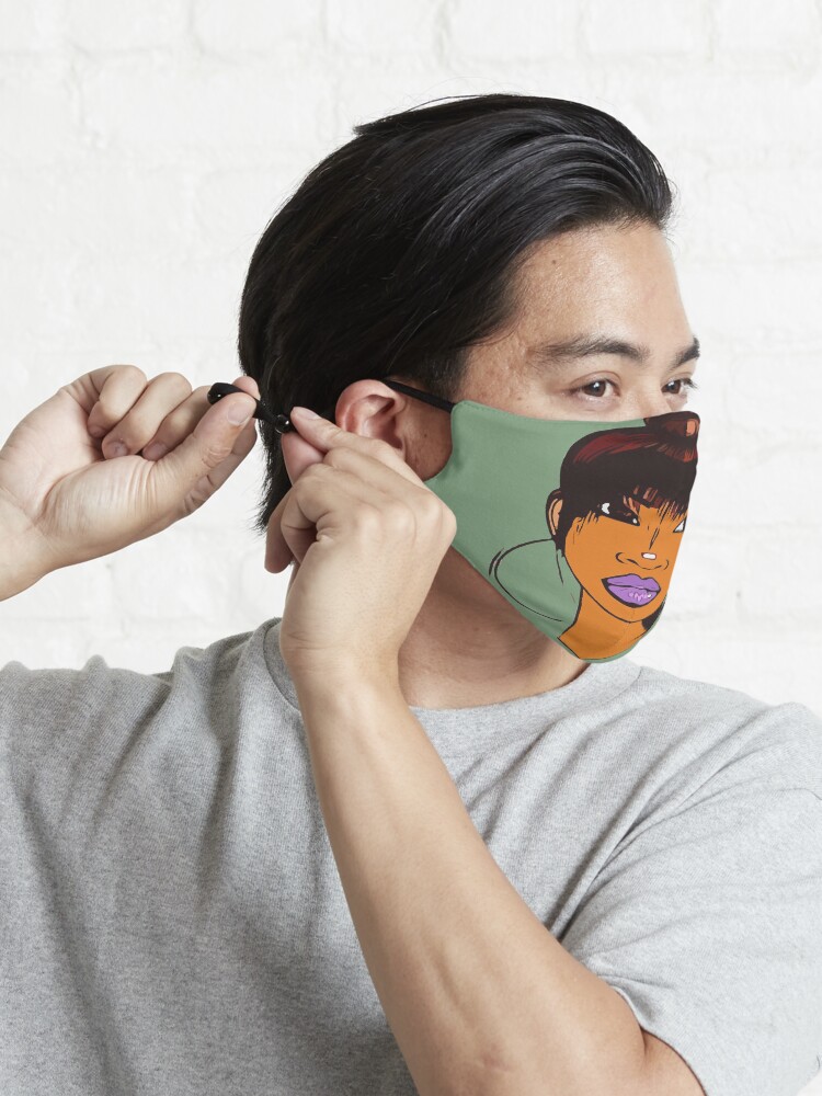 Alternate view of Pretty Girl Cute HairStyle Earrings With Purple Lipstick Mask