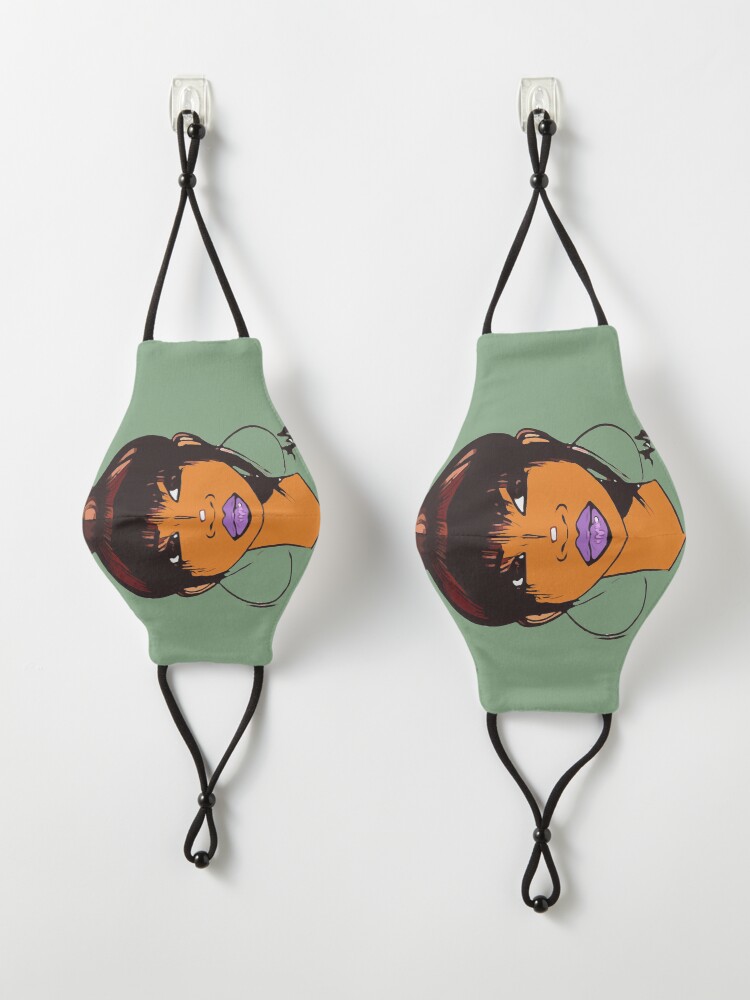Alternate view of Pretty Girl Cute HairStyle Earrings With Purple Lipstick Mask