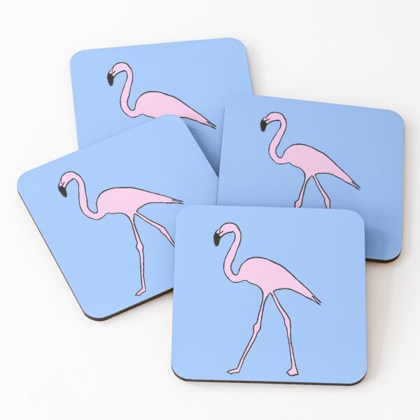 Item preview, Single pink flamingo (dusky blue) designed and sold by Attenborough_Fan.