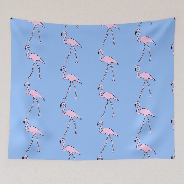 Item preview, Single pink flamingo (dusky blue) designed and sold by Attenborough_Fan.