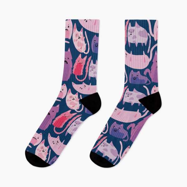 Item preview, Cats - Cute Pink and Purple Slightly Wrong Cartoon Animal Pattern designed and sold by TheRainbowRoom.