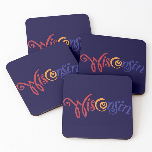 Item preview, Wisconsin Scrolly Hand Drawn Red Gold Blue designed and sold by gstrehlow2011.