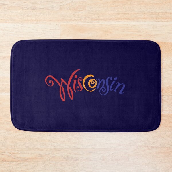 Item preview, Wisconsin Scrolly Hand Drawn Red Gold Blue designed and sold by gstrehlow2011.