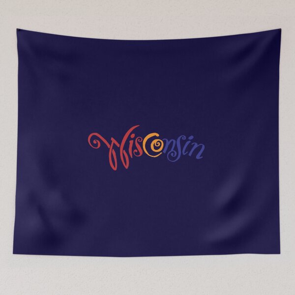 Item preview, Wisconsin Scrolly Hand Drawn Red Gold Blue designed and sold by gstrehlow2011.