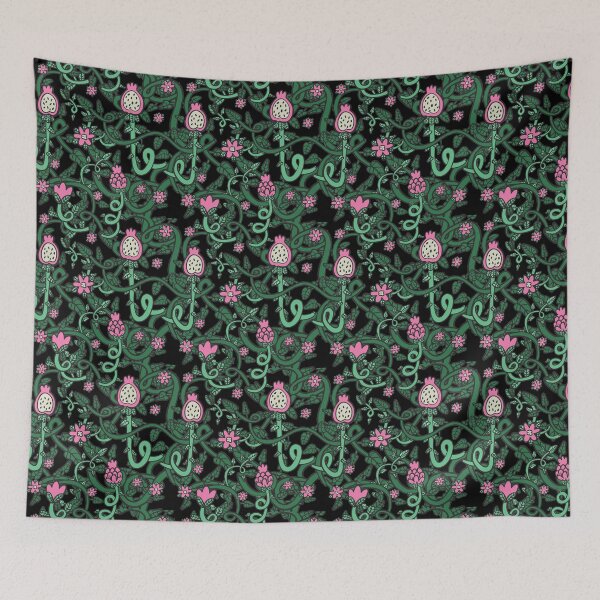 Item preview, exotic floral pattern with flowers, leaves, branches and fruits of dragon eyes designed and sold by ptichkaJL.
