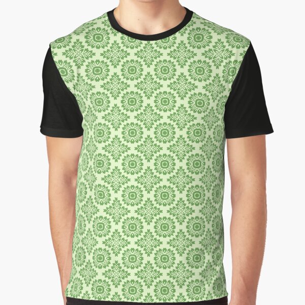 Blumenornament barock light green 21102020 in Klein Grafik T-Shirt