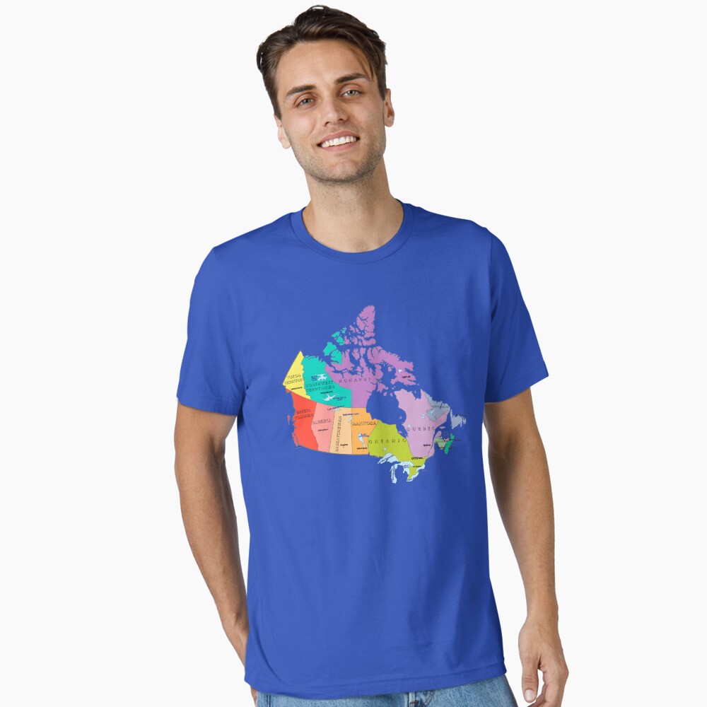 Canada map with provinces territories cities and lakes Poster