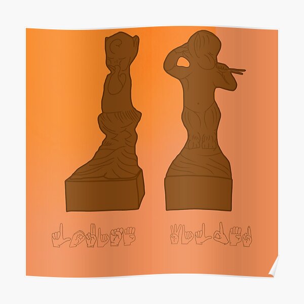 "Louise Wilder" and Pan Figurines in American Sign Language (ASL) Poster