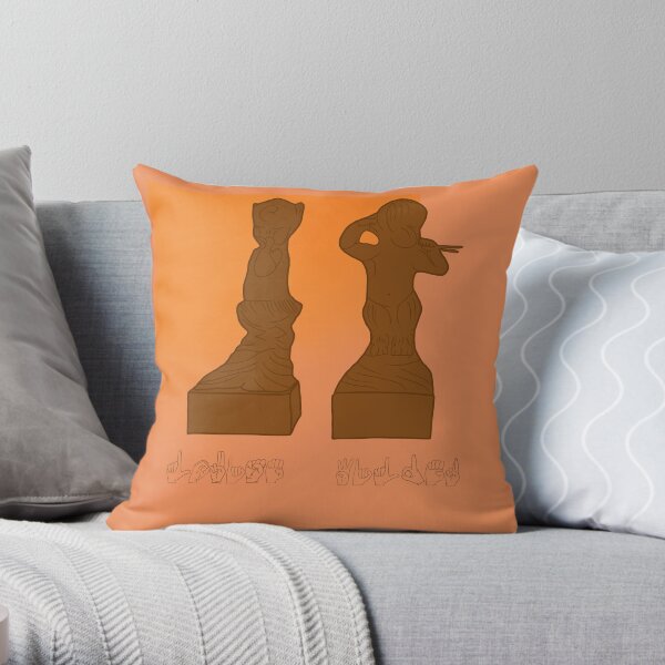 "Louise Wilder" and Pan Figurines in American Sign Language (ASL) Throw Pillow