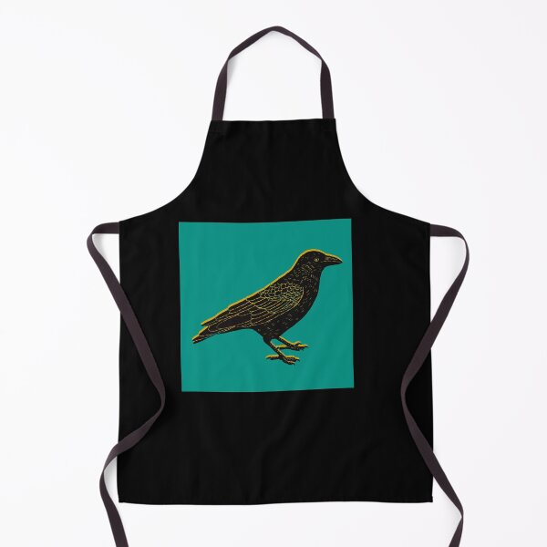 Item preview, Crow block print black yellow green designed and sold by Kimmygowland.