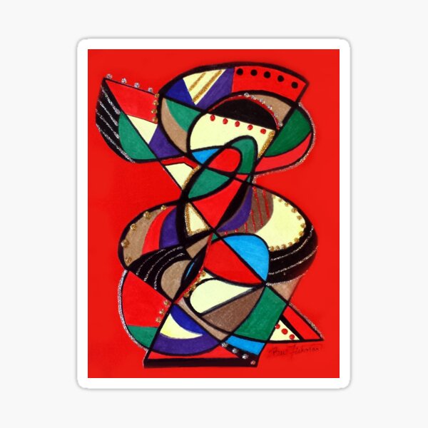 Doodle Red, modern art, original artwork Sticker